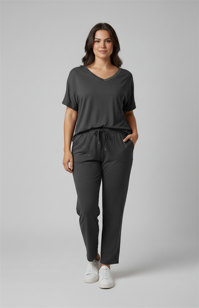 Conjunto Feminino Comfort Chic Cinza Mescla