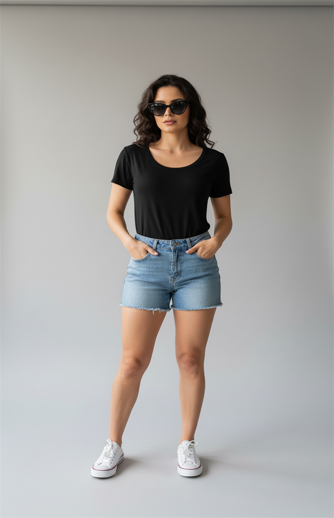 Camiseta Feminina Básica Premium Preta | Leveza, Conforto e Elegância Casual