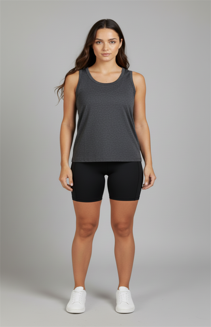 Camiseta Regata Feminina Zhavi Basic Flow – CInza Escuro