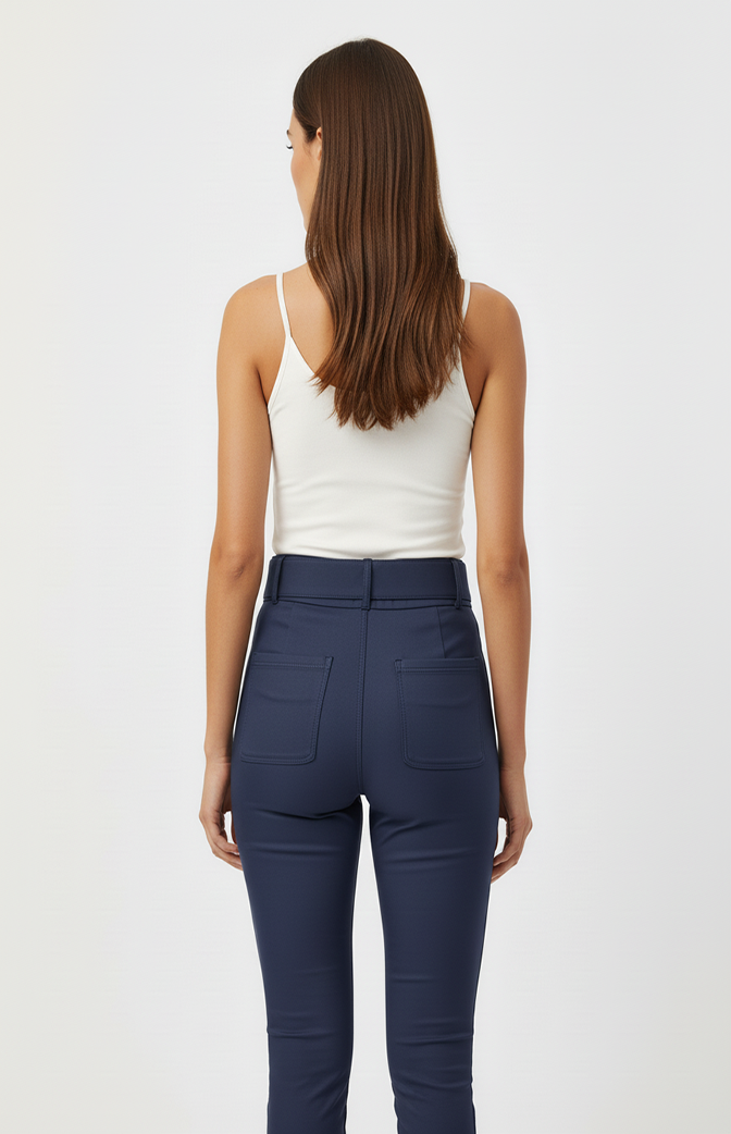 Calça Prada Zhavi Blue Vision Com Cinto – Elegância Estruturada & Conforto Premium