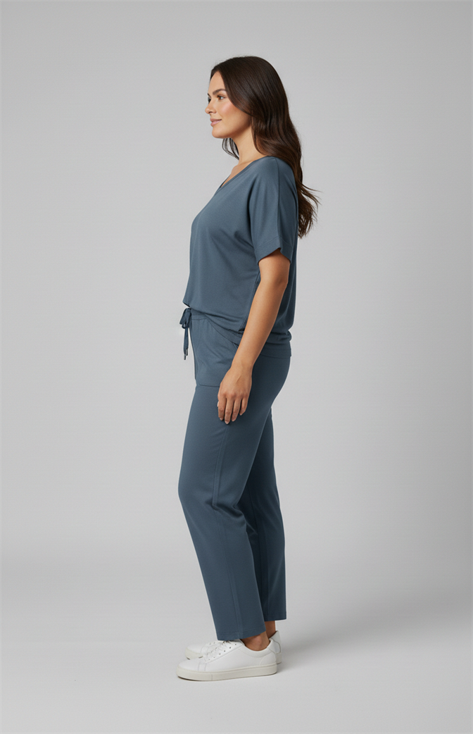 Conjunto Feminino Comfort Chic Azul Acinzentado