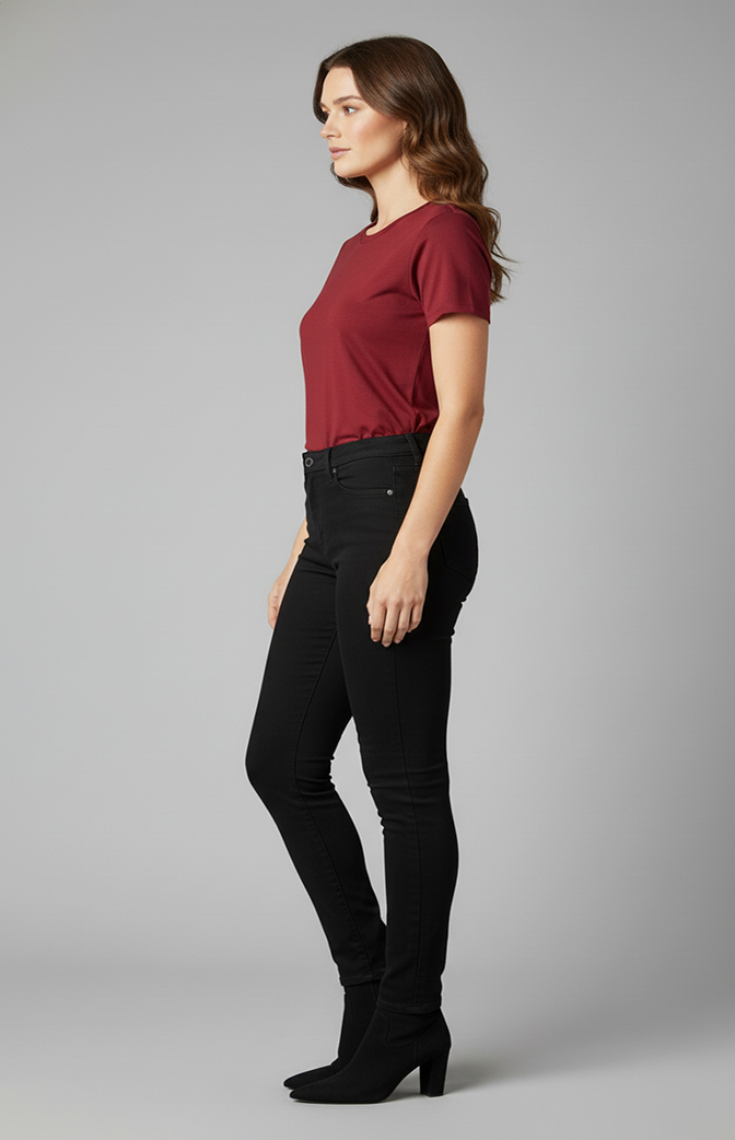 Camiseta Feminina Básica Premium Vinho | Caimento Perfeito e Toque Suave