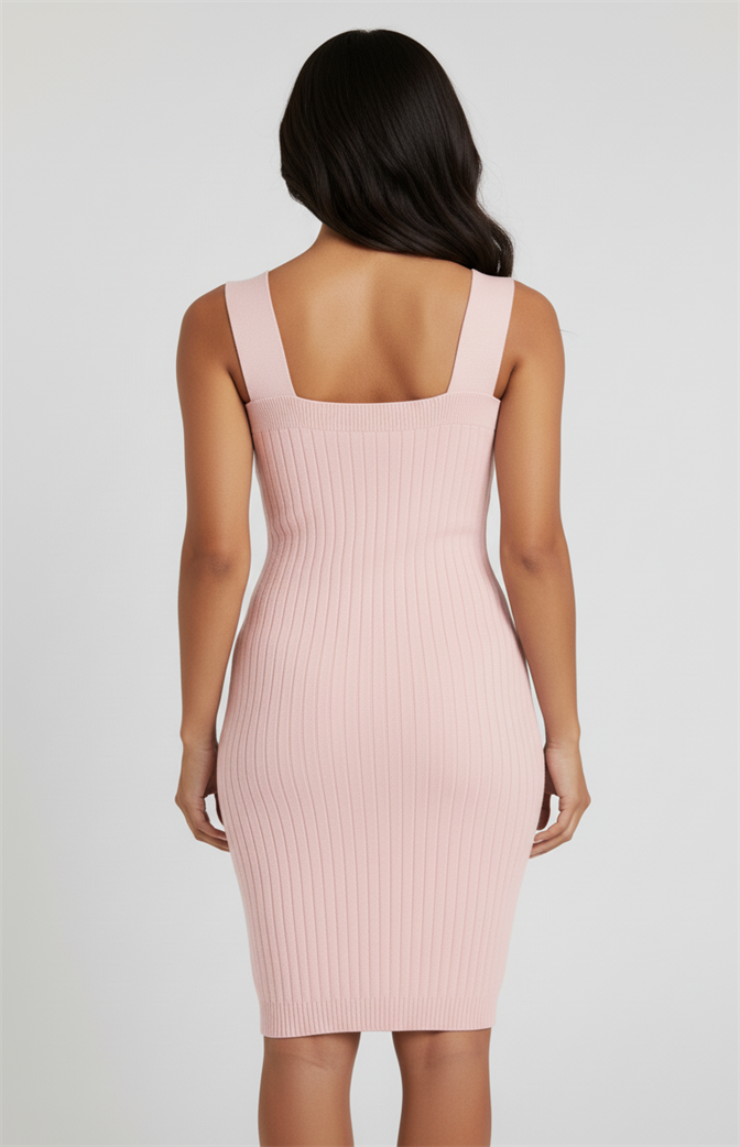 Vestido Curto Canelado Rosa – Zhavi | Conforto, Elegância e Modelagem Perfeita