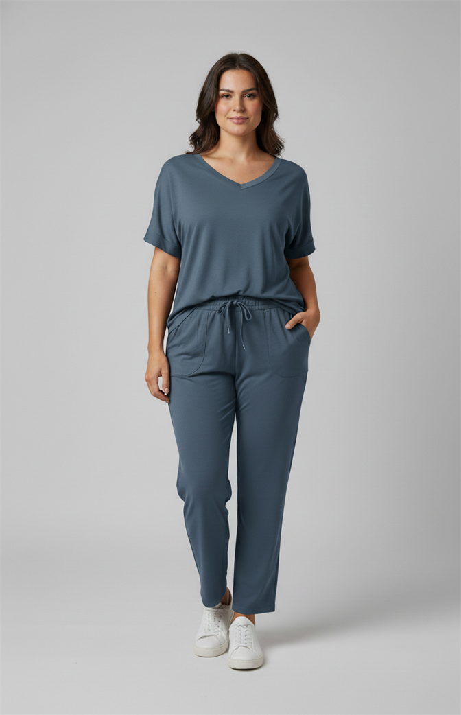 Conjunto Feminino Comfort Chic Azul Acinzentado