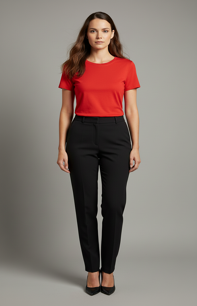 Camiseta Feminina Básica Premium Vermelha | Elegância Minimalista e Conforto Absoluto