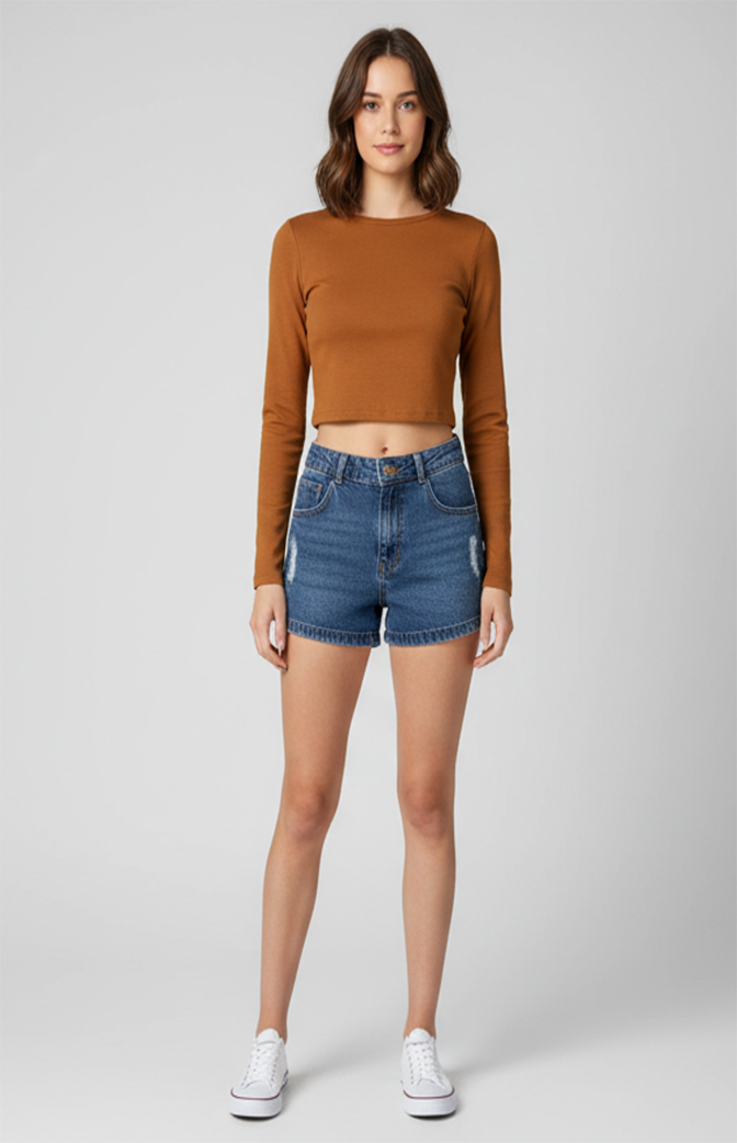 Short Jeans Zhavi Classic Blue – Modelagem Moderna & Conforto Diário