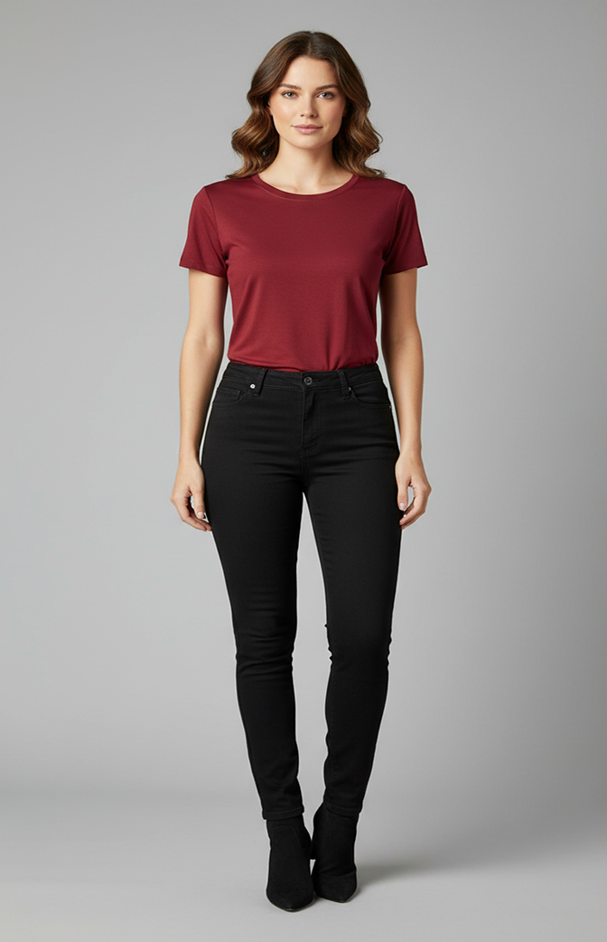 Camiseta Feminina Básica Premium Vinho | Caimento Perfeito e Toque Suave