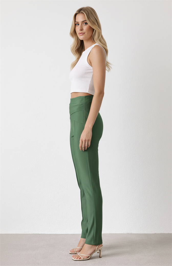 Calça Verde Feminina Alfaiataria Skinny