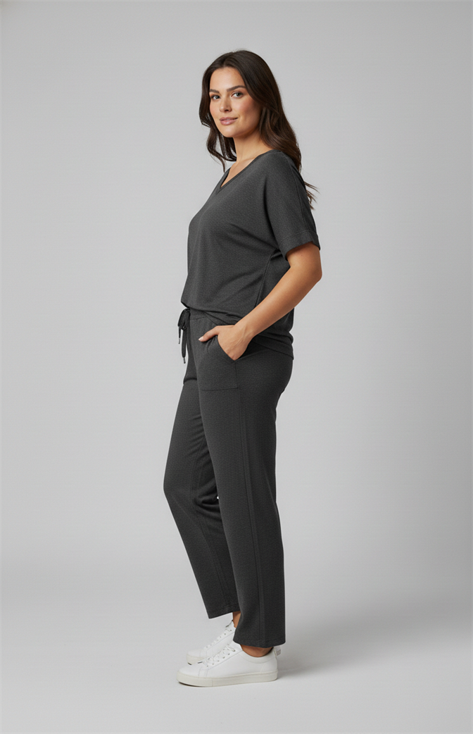 Conjunto Feminino Comfort Chic Cinza Mescla