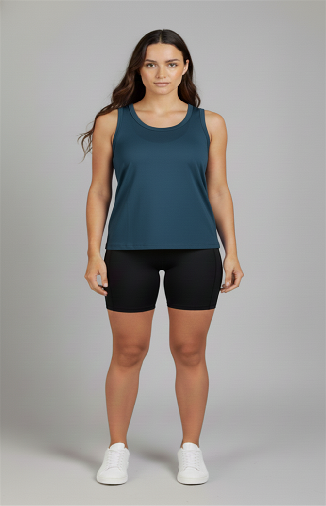 Camiseta Regata Feminina Zhavi Basic Flow – Azul Petróleo