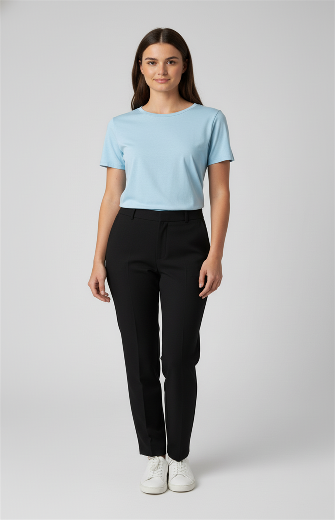 Camiseta Feminina Básica Premium Azul Claro | Leveza, Conforto e Elegância Atemporal