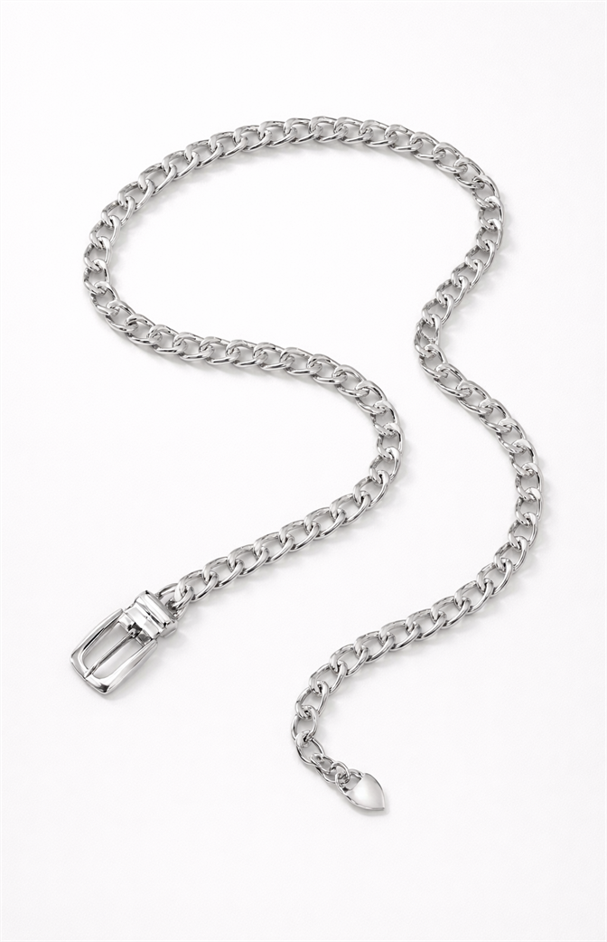 Cinto Feminino de Corrente Prateada