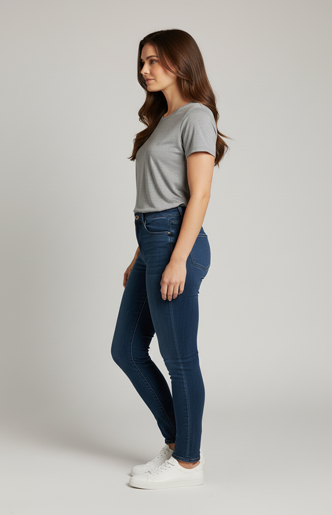 Camiseta Feminina Básica Premium Cinza Mescla | Versatilidade Essencial e Conforto Diário