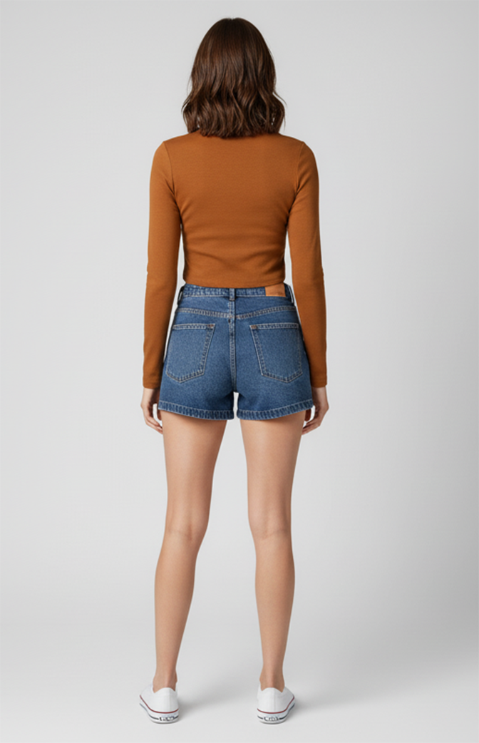 Short Jeans Zhavi Classic Blue – Modelagem Moderna & Conforto Diário