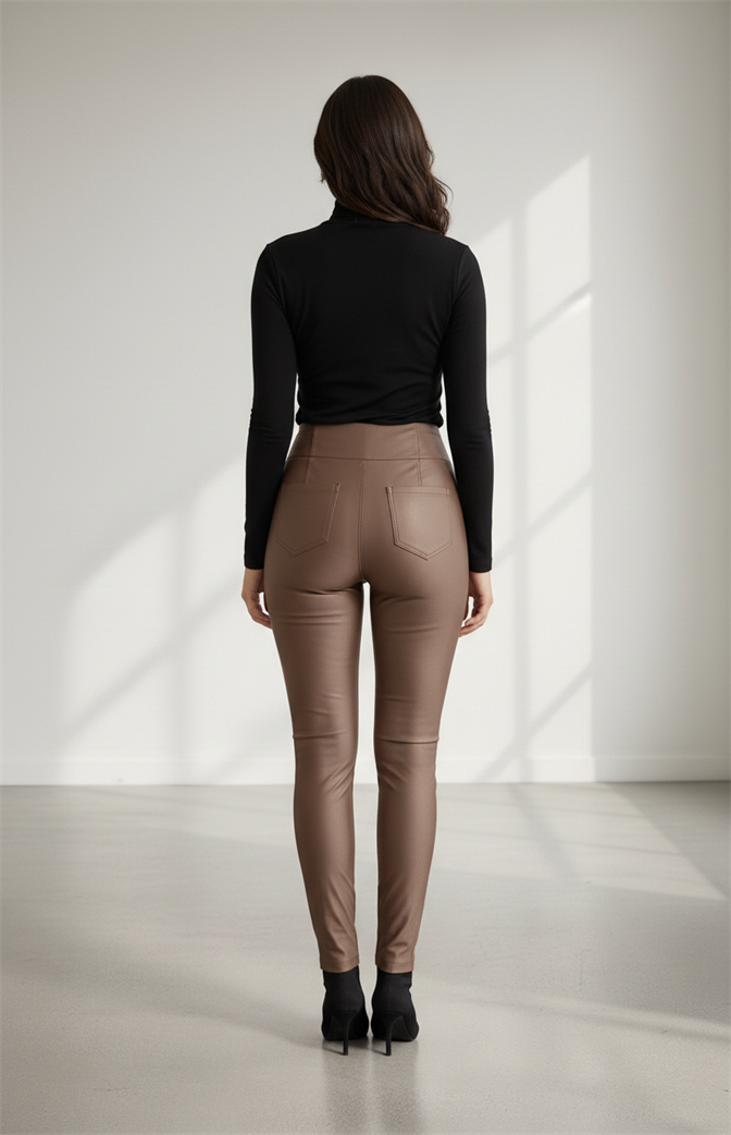 Calça de Alfaiataria Slim Cintura Alta – Marrom