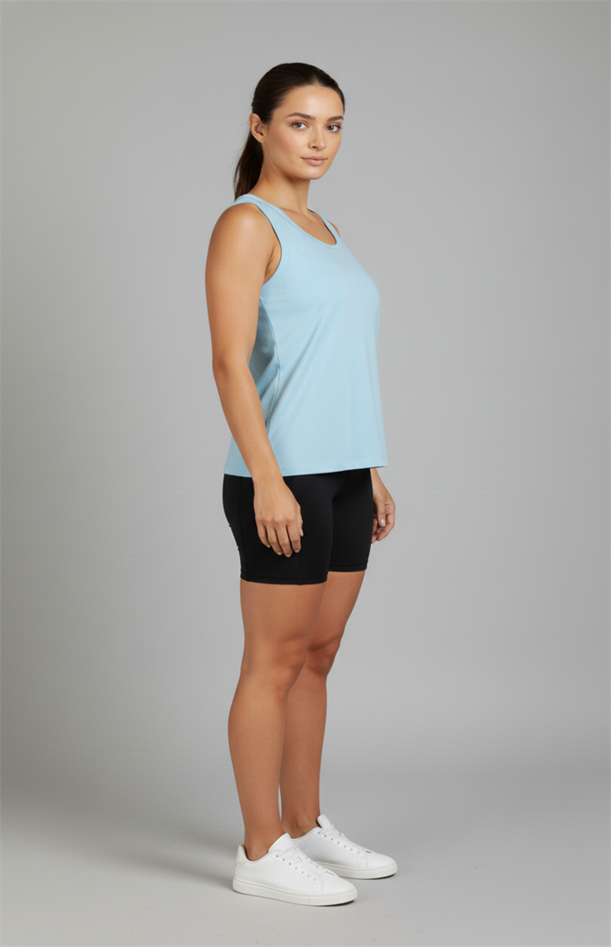 Camiseta Regata Feminina Zhavi Basic Flow – Azul Bebe