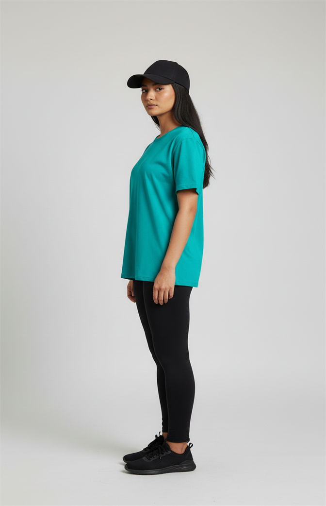 Camiseta Feminina Básica Premium Azul Turquesa | Leveza, Conforto e Elegância Casual