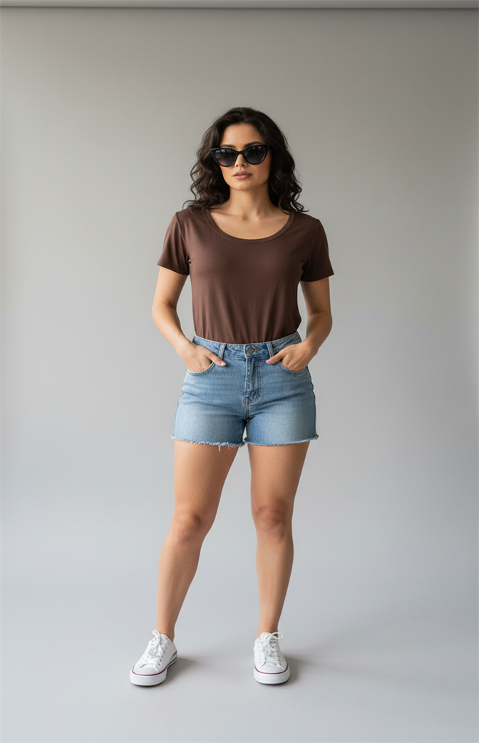 Camiseta Feminina Básica Premium Marrom Chocolate | Estilo Urbano e Conforto Essencial