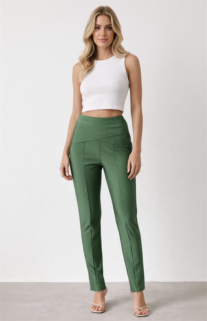 Calça Verde Feminina Alfaiataria Skinny
