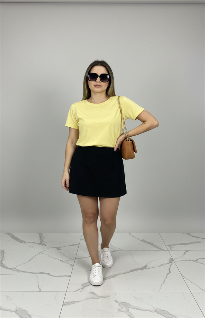 Camiseta Feminina Zhavi Soft Yellow Básica Premium