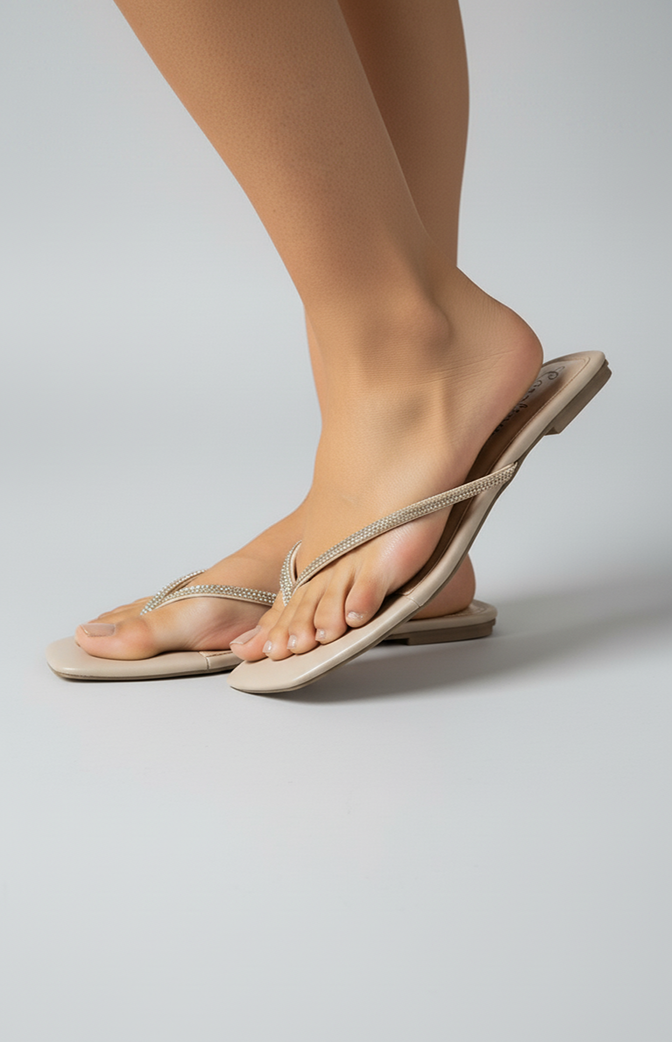 Rasteirinha Nude com Strass – Elegância Minimalista & Conforto Premium | Zhavi (Cópia)